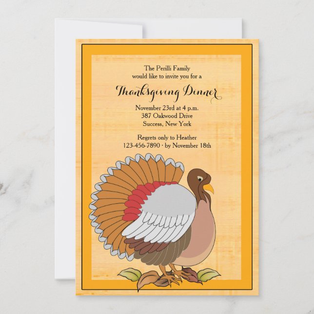 Prized Turkey Thanksgiving Dinner Invitation (Front)