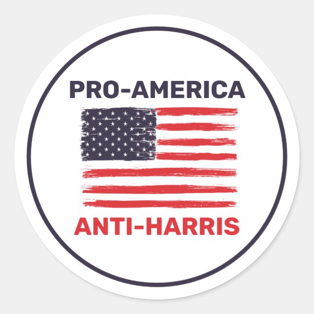 Pro America Anti Harris Customised Classic Round Sticker (Front)