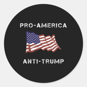 Pro-america Anti-trump American Usa Flag Women Men Classic Round Sticker