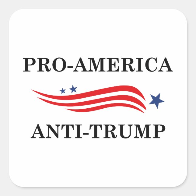 Pro-America Anti-Trump Square Sticker (Front)