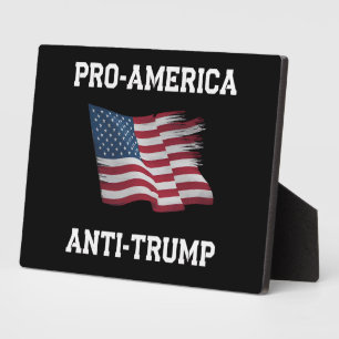 Pro America Anti Trump Vintage USA Flag Plaque