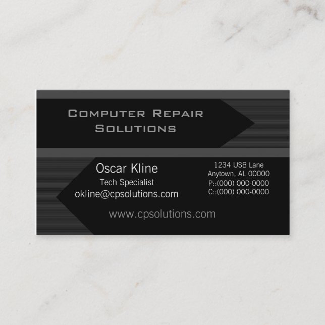 Pro Arrows Business Card, Black and Grey Business Card (Front)