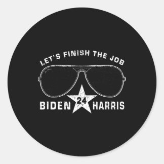 Pro Biden Harris President Democracy Campaign Vint Classic Round Sticker