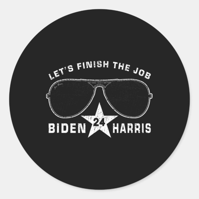 Pro Biden Harris President Democracy Campaign Vint Classic Round Sticker (Front)