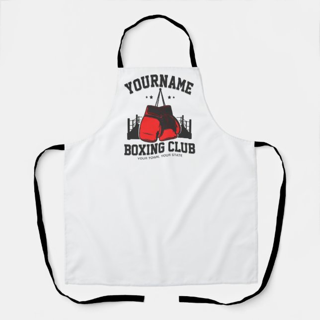 Pro Boxer ADD NAME Red Gloves Boxing Ring Training Apron (Front)