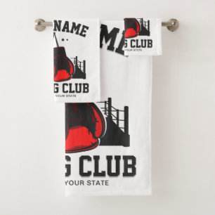 Pro Boxer ADD NAME Red Gloves Boxing Ring Training Bath Towel Set