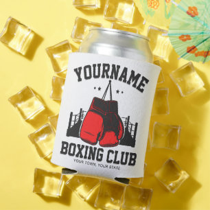 Pro Boxer ADD NAME Red Gloves Boxing Ring Training Can Cooler