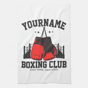 Pro Boxer ADD NAME Red Gloves Boxing Ring Training Tea Towel