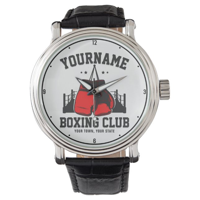 Pro Boxer ADD NAME Red Gloves Boxing Ring Training Watch (Front)