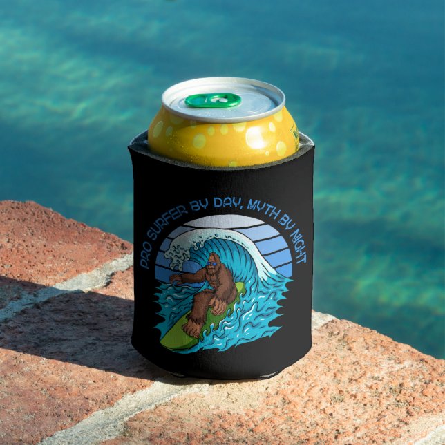 Pro By Day, Myth By Night Surfing Bigfoot Beer Can Cooler (In Situ Pool)