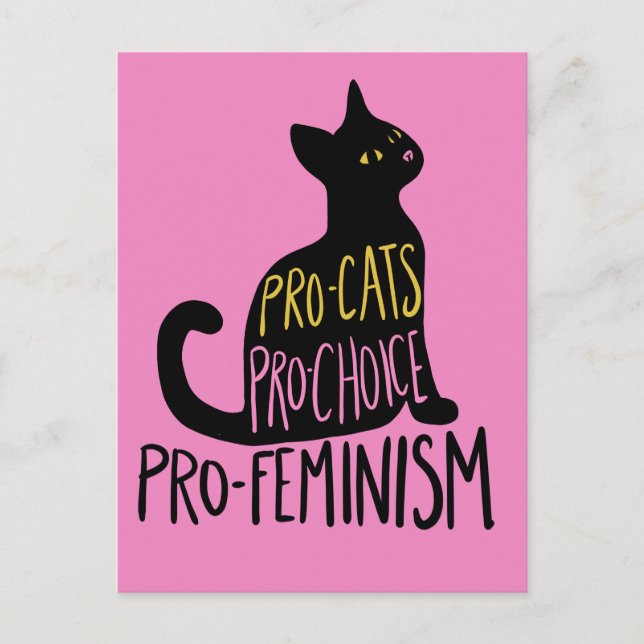 Pro-cats pro-choice pro-feminism black cat postcard (Front)