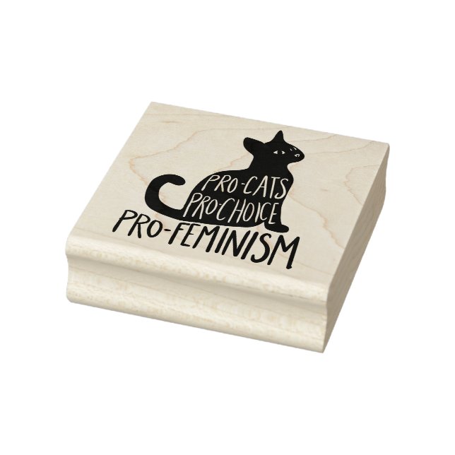 Pro-cats pro-choice pro-feminism black cat rubber stamp (Stamp)
