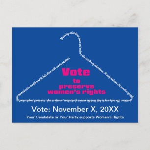 Pro Choice Get out the Vote Coathanger Postcard