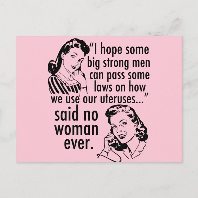 Pro Choice Political Cartoon Retro Feminist Humour Postcard (Front)