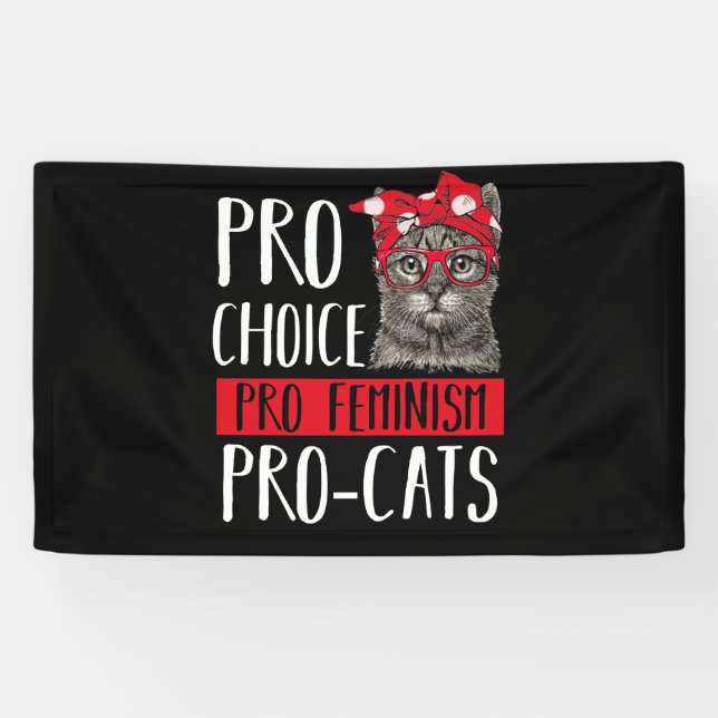 Pro Choice Pro Feminism Pro Cats Cat With Bandanna Banner (Horizontal)