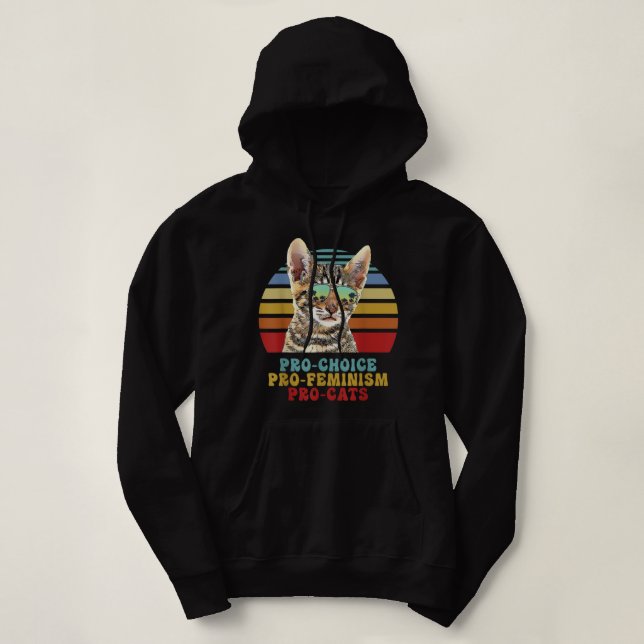 Pro Choice Pro Feminism Pro Cats Women Rights Femi Hoodie (Design Front)