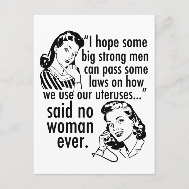 Pro Choice Retro Feminist Political Cartoon Humour Postcard (Front)