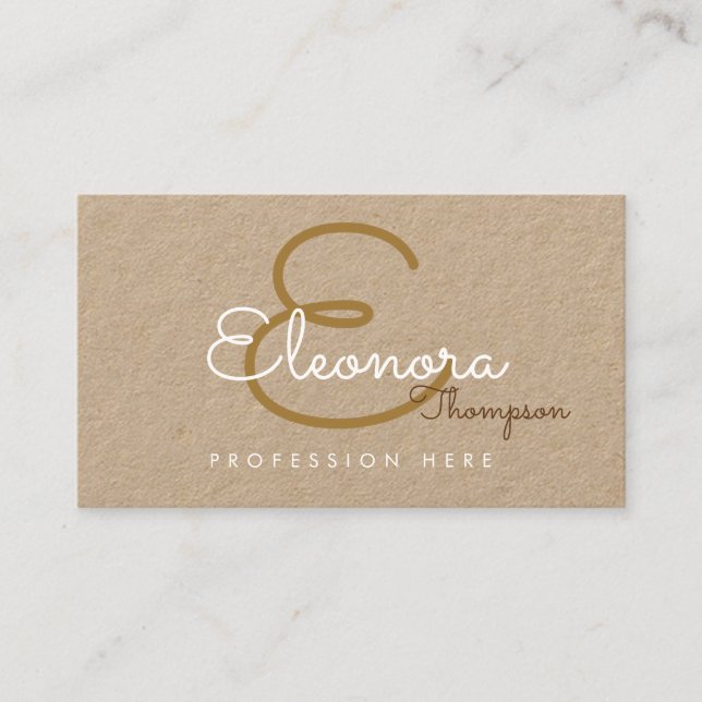 pro contact-card / original monogram on kraft business card (Front)