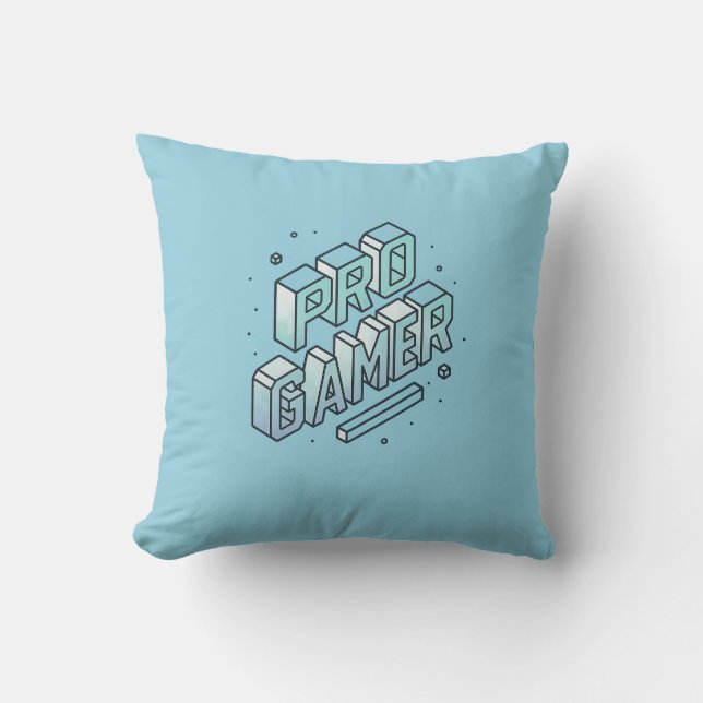 PRO GAMER — Isometric 3D Block Letter Logo Cushion (Front)