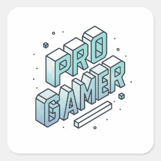 PRO GAMER — Isometric 3D Block Letter Logo Square Sticker
