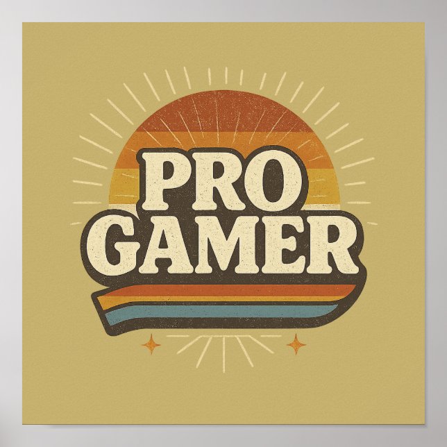 PRO GAMER — Vintage Sunset Badge Poster (Front)