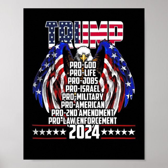 Pro God Pro Life Po Jobs Pro Israel Pro 2024  Poster (Front)
