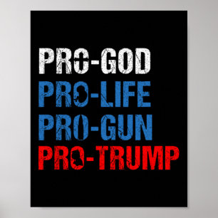 Pro God Pro Life Pro Gun Pro Trump Shirt Patriotic Poster