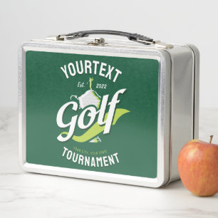 Pro Golfer NAME Golf Trophy Tournament Golfing Metal Lunch Box