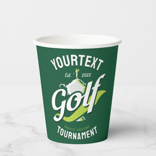 Pro Golfer NAME Golf Trophy Tournament Golfing Paper Cups (Front)