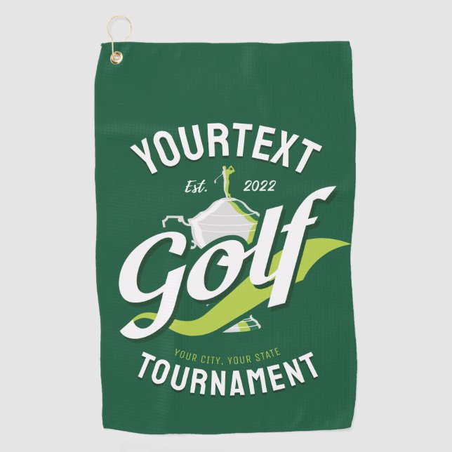 Pro Golfer NAME Golf Trophy Tournament Golfing Towel (Front)