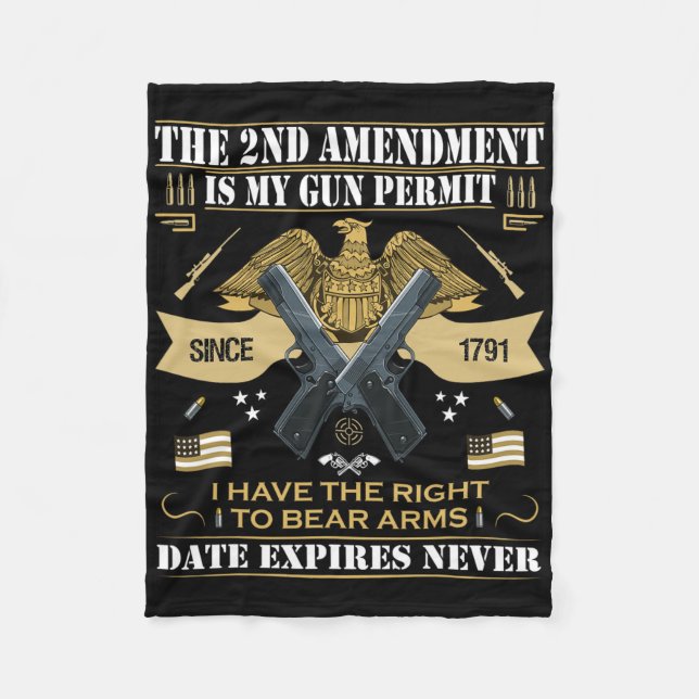 Pro Gun Second Amendment Is My Gun Permit Usa Amer Fleece Blanket (Front)