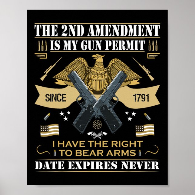 Pro Gun Second Amendment Is My Gun Permit Usa Amer Poster (Front)