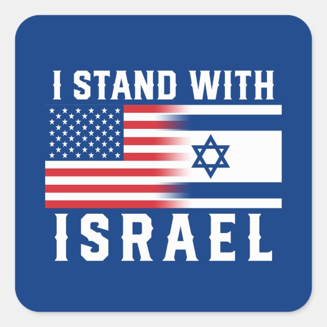 Pro-Israel I Stand With Israel Square Sticker (Front)