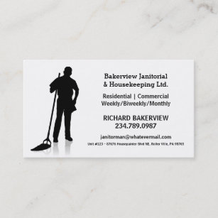 Pro Janitorial or Housekeeping Cleaning Service Business Card