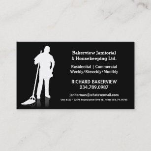 Pro Janitorial or Housekeeping Cleaning Service Business Card