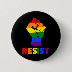 Pro-lgbt Rainbow Raised Fist Of Resistance Anti-tr 6 Cm Round Badge