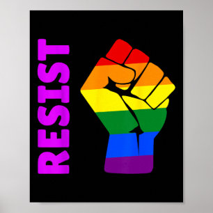 Pro-lgbt Rainbow Raised Fist #resist Anti-trump Poster