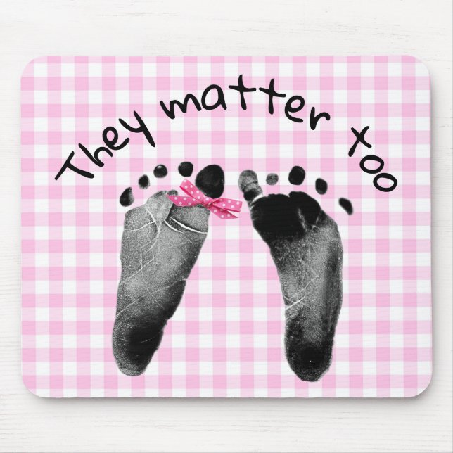 Pro-Life Baby Footprints On Gingham Mouse Pad (Front)