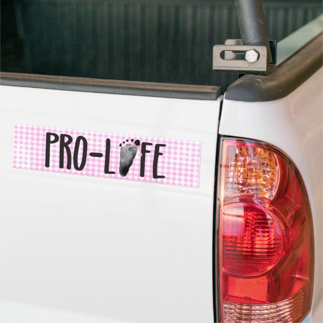 Pro-Life Baby Footprints with Bow   Bumper Sticker (On Truck)