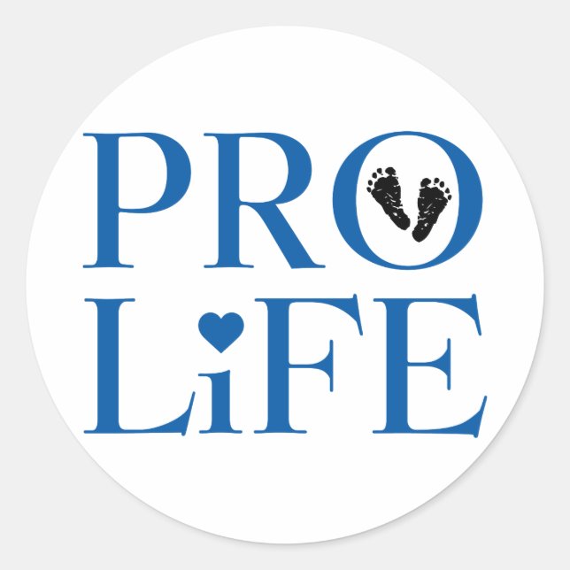 Pro Life Blue Classic Round Sticker (Front)
