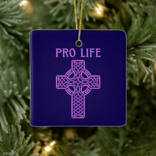Pro-Life Catholic Cross Christmas Ornament