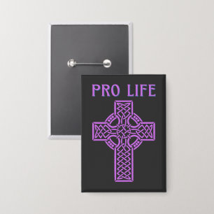 Pro-Life Catholic Cross Pin-Back Button