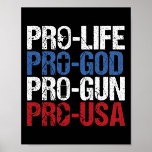 Pro Life God Gun Usa Conservative Republican Pro A Poster
