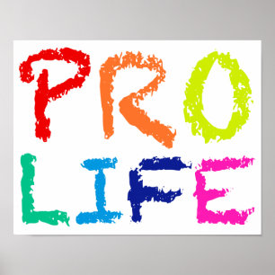 “PRO LIFE” (IN RAINBOW CRAYONS) POSTER