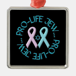 "Pro-Life Jew" w/Star of David & Ribbons Metal Tree Decoration