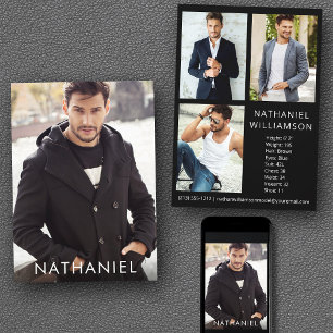 Pro Model Actor 4 Photo Modern Comp Card