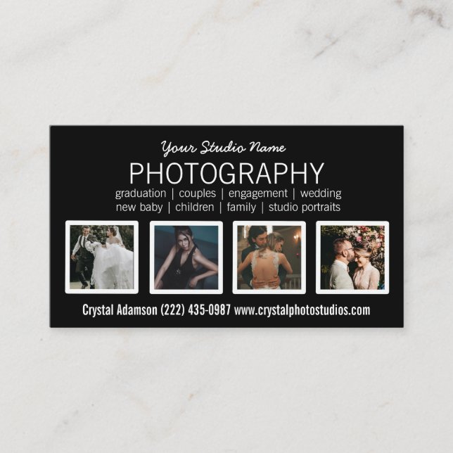 Pro Photographer with 4 Custom Sample Photos Magne Business Card (Front)