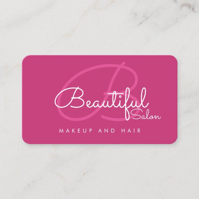 pro pink contact-card / beauty salon monogram calling card (Front)