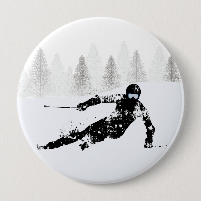 Pro Skier, Ski Snowboard 10 Cm Round Badge (Front)