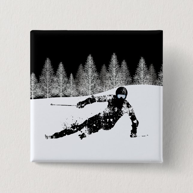 Pro Skier, Ski Snowboard Button (Front)